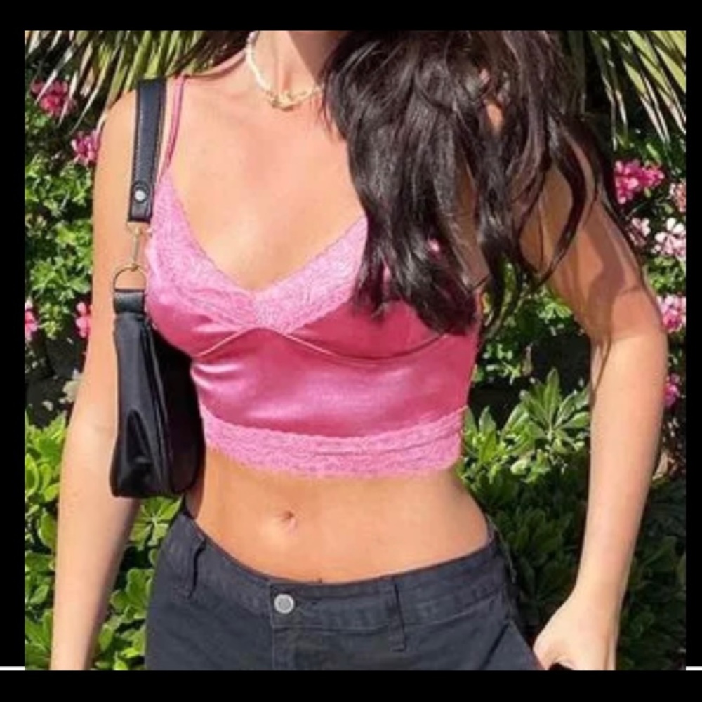 Pink silk tank top